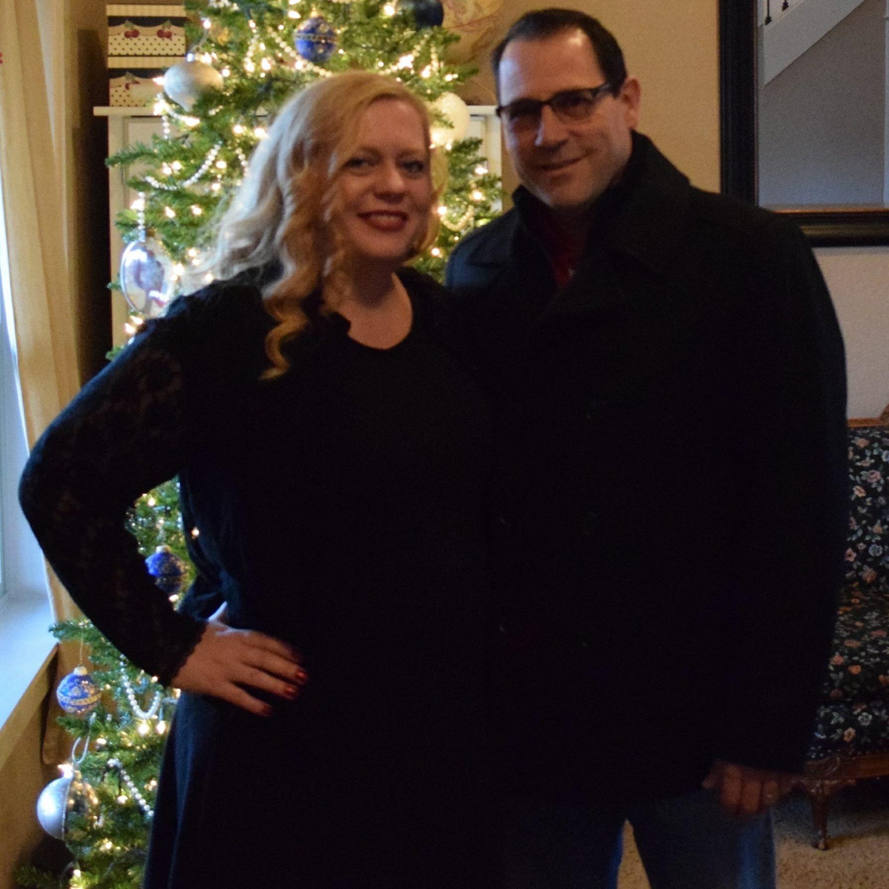 On our way to Colleen's Christmas cocktail party.