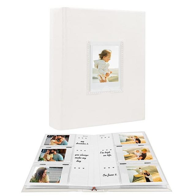 Photo Album for Fujifilm Instax Mini Camera, Polaroid Camera, Instax Photo Album with Memo Areas, 180 Pockets 2x3 Photo Album with Writing Space for Instax Mini 12 11 40 9 7+ Evo Liplay Camera,White