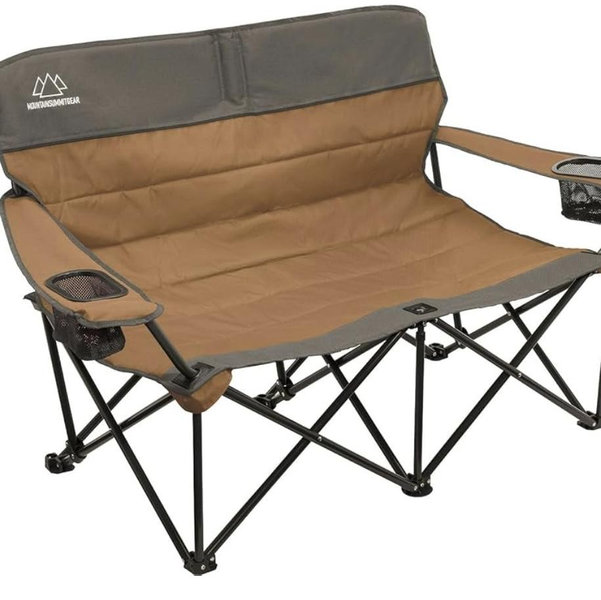 MOUNTAIN SUMMIT GEAR Quilted Low Loveseat Camping Chair for 2 with Padded Seat and Back for Camping/Hiking/Backpacking Made by Caddis Sports (Low Loveseat (Brown))