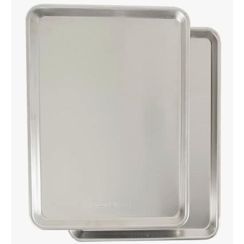 Nordic Ware Natural Aluminum Commercial Baker's Half Sheet, 2 Count (Pack of 1), Silver