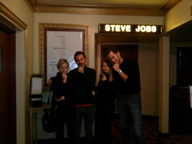 Milwaukee 2015 - Amanda, Jordan, Amanda (bridesmaid) + Dave (usher) seeing Jobs, as Jobs.