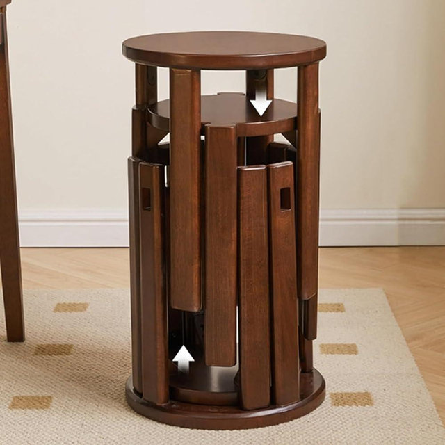 Gakivit Stackable Stools Set of 4, Movable Side Tables, Coffee Table, Multifunctional Seats for Home Kitchen Bedroom Diningroom Bar, No Assembly(Walnut Color)
