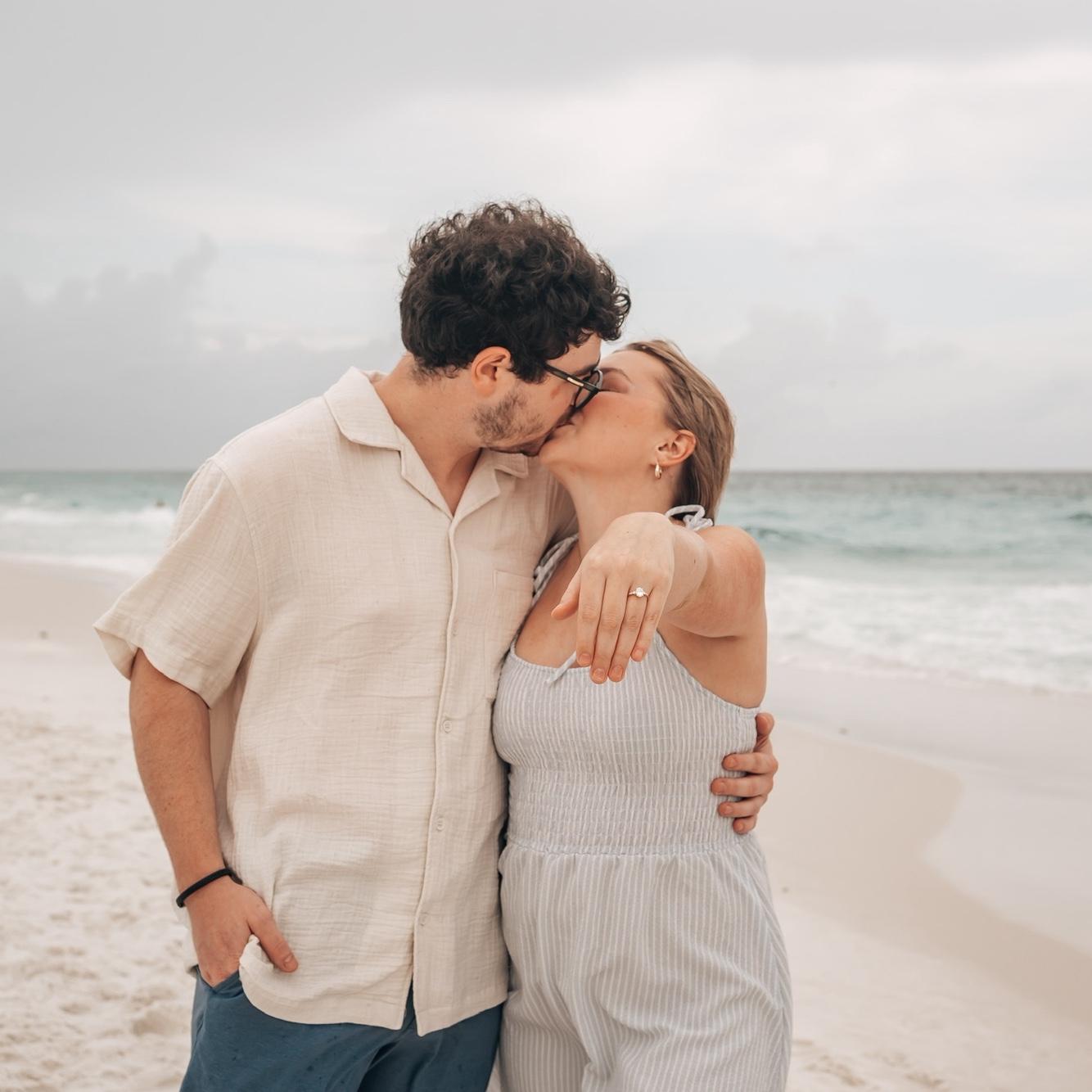 Our engagement. It was family pictures on the beach with a slight drizzle of rain. It was perfect. He had the ring in his pocket the whole time and I didn’t know!