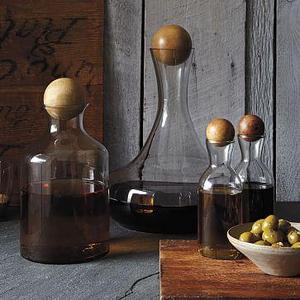 Glass Bottles with Wood Stoppers