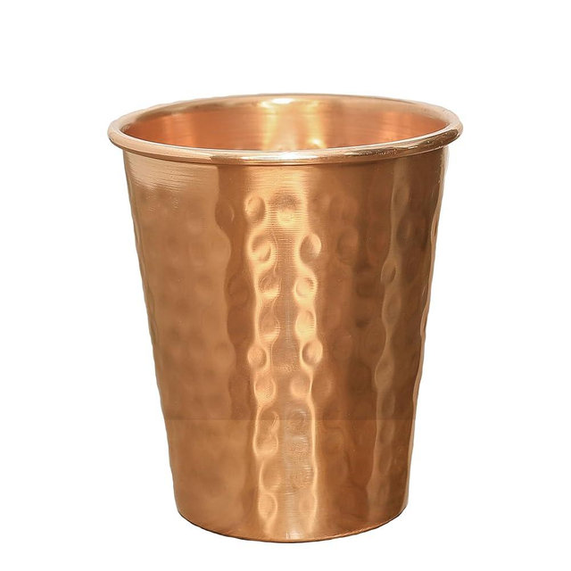 Copper Mules Tumbler with Hand Hammered Finish - Pure RAW Copper Interior for Ayruvedic Health - EXTRA Thick Copper - 14oz