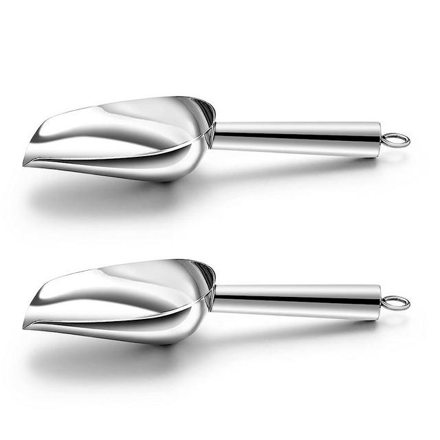 TeamFar Mini Scoop Set of 2, 3 Oz Stainless Steel Canister Scoops, Small Ice Candy Scoop Utility for Kitchen Dispenser Buffet Jars, Rust Free & Sturdy, Dishwasher Safe & Mirror Finish