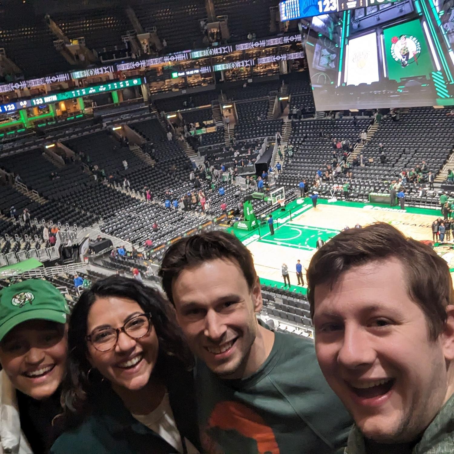 Watching the Boston Celtics crush it on the way to banner 18 with Jeanette (one of Jordan's bridesmaids and close college friends) and her fiancé Ben!