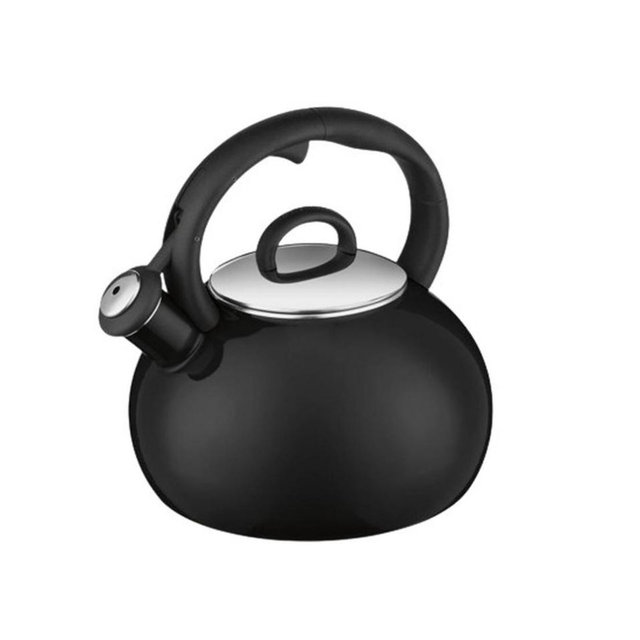 Aura 2 Quart Enamel Teakettle black