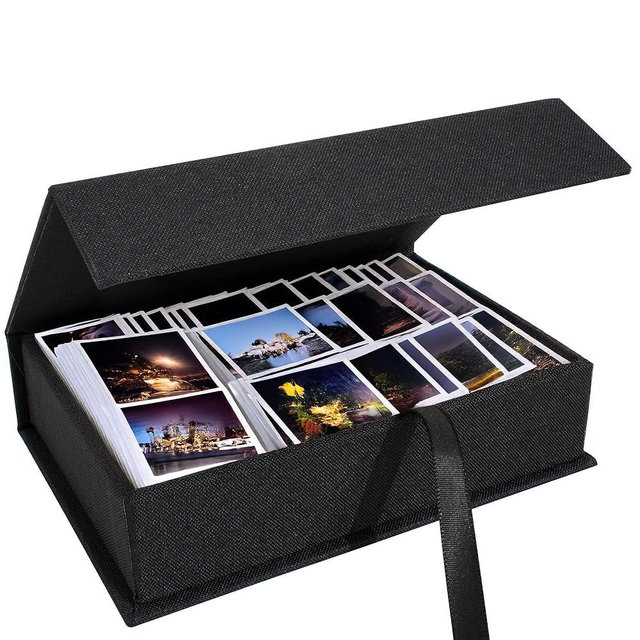 Hiwhy Photo Storage Box 8x10, Memory Box Perfect to Store Your Photo, Pictures, Certificates, Scrapbooking Supplies, Keepsakes and Jewelry Black