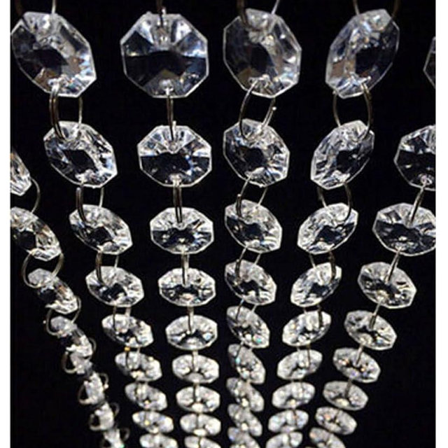 WAZHRMGHG 198 FT Acrylic Crystal Garland Strands Hanging Ornaments Chandelier Gem Bead Chain Octagon String for Christmas Tree Manzanita Wedding Centerpiece Party (198FT(60M))