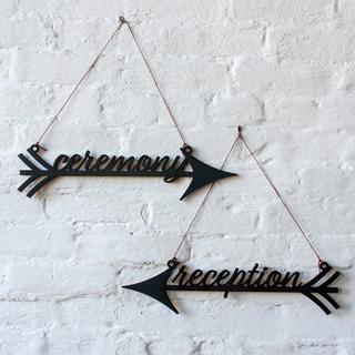 2-Piece Rustic Arrow Ceremony & Reception Sign Set