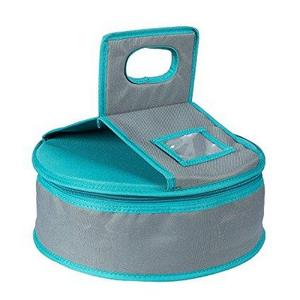 Insulated Round Thermal Casserole Food Carrier for Lunch, Lasagna, Potluck, Picnics, Vacations - Blue and Grey