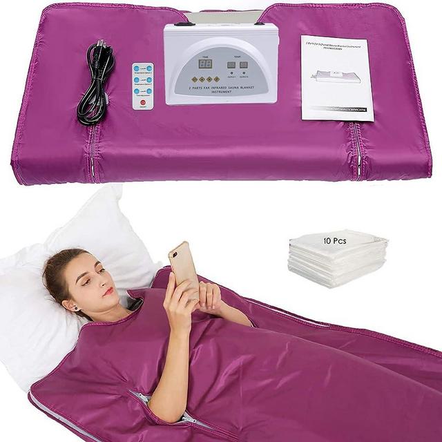 PINJAZE Infrared Sauna Blanket with Remote Heating Detox Professional 2-Zone Double Zipper Digital Control Portable Infrared Sauna Blanket for Home & Beauty Salon