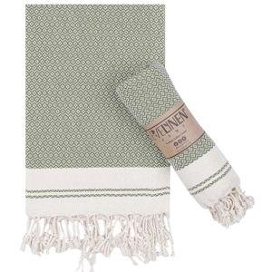 Evelynen Turkish Hand Towels for Bathroom & Kitchen Towels Decorative Set of 2 | Boho Farmhouse Hand Towels with Hanging Loops for Face, Tea, Dish, Kitchen & Bath | (16" x 32" - Khaki)