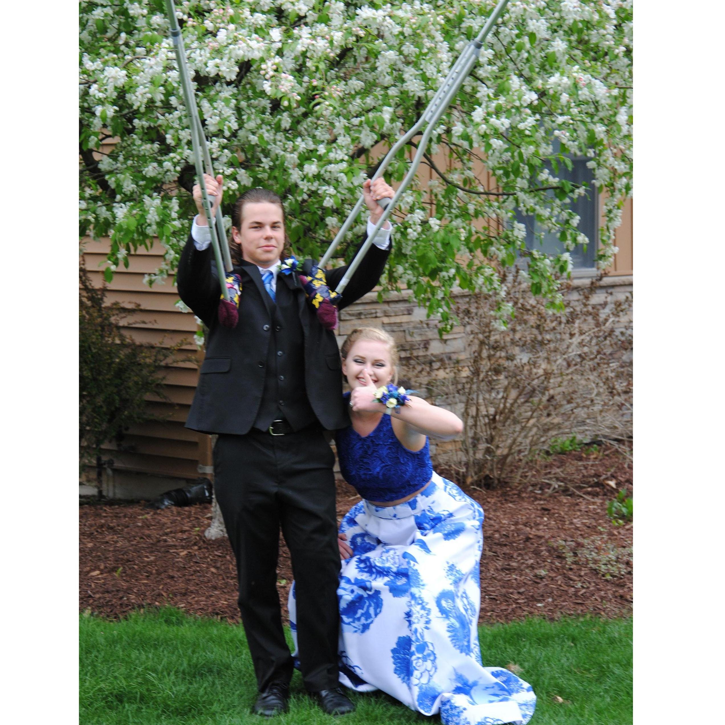 Senior Prom! Brennan post-op 5 days from his first ACL repair.