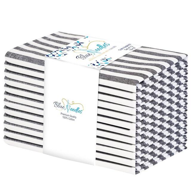 Striped Cloth Napkins, 100% Cotton Set of 12 Linen Dinner Table Napkins 18x18 inches, Soft, Reusable & Washable, Ideal for Thanksgiving, Fall, Events & Everyday Use - Black and White