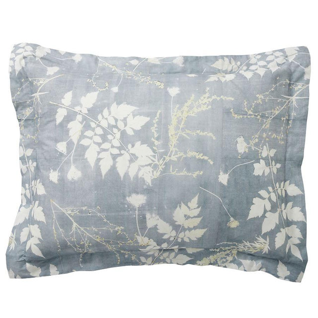 Gray Shadow Floral Organic Percale Sham, Standard