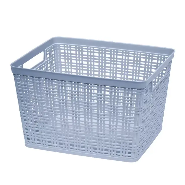 Simply Essential™ Large Plastic Wicker Storage Basket in Zen Blue