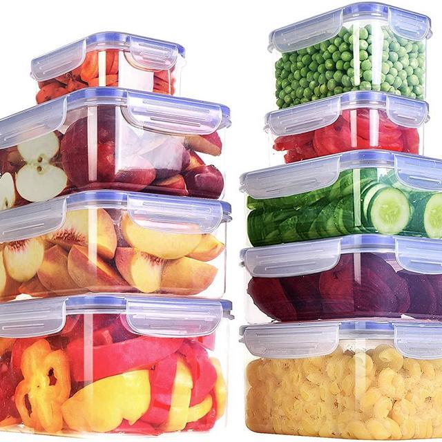 Utopia Kitchen 18 (9 Containers and 9 Lids) Pieces Plastic Food Container with Lids - Food Storage Containers - Leftover Food Containers - Transparent Lids