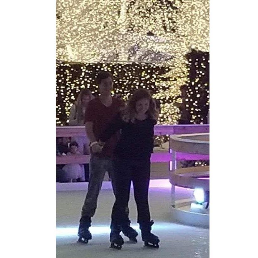 A blurry candid of the only way Steven can skate on ice