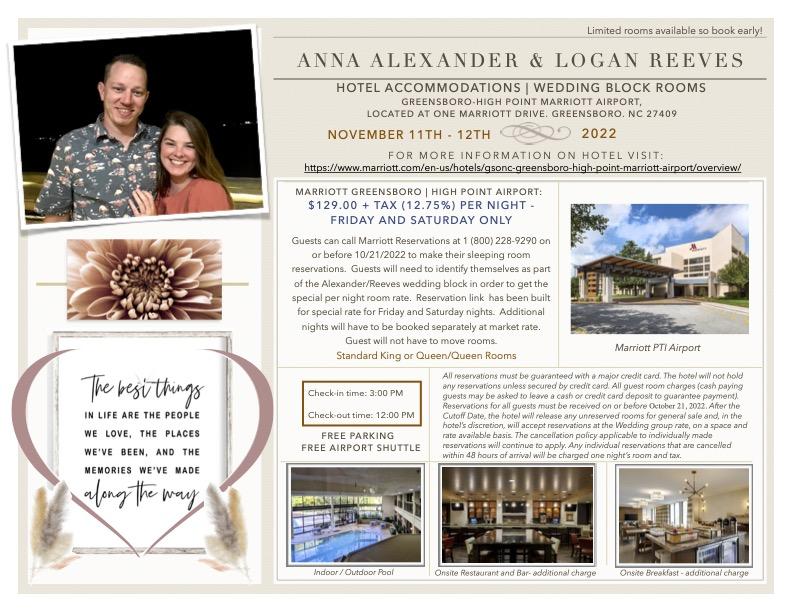 The Wedding Website of Anna Alexander and Logan Reeves