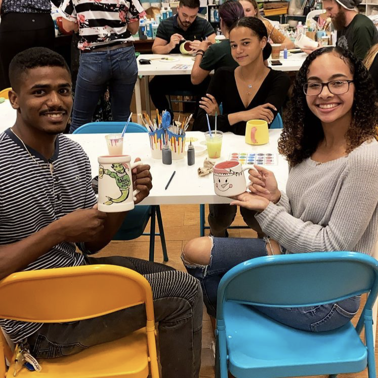 Painting Christmas mugs!