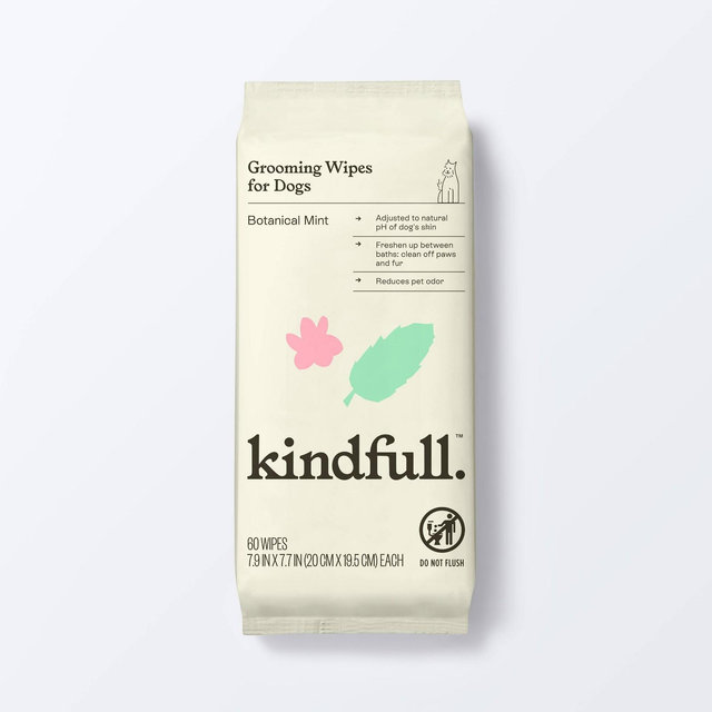 Botanical Mint Dog Grooming Wipes - 60ct - Kindfull™: Hypoallergenic, All Ages