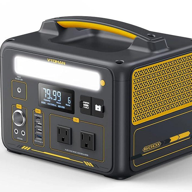 VTOMAN Jump 600X Portable Power Station 600W (Surge 1200W), 299Wh LiFePO4 (LFP) Battery Powered Generator with 2x 110V/600W AC Outlets, 60W PD, Regulated 12V DC Output for RV/Van Camping & Home Backup