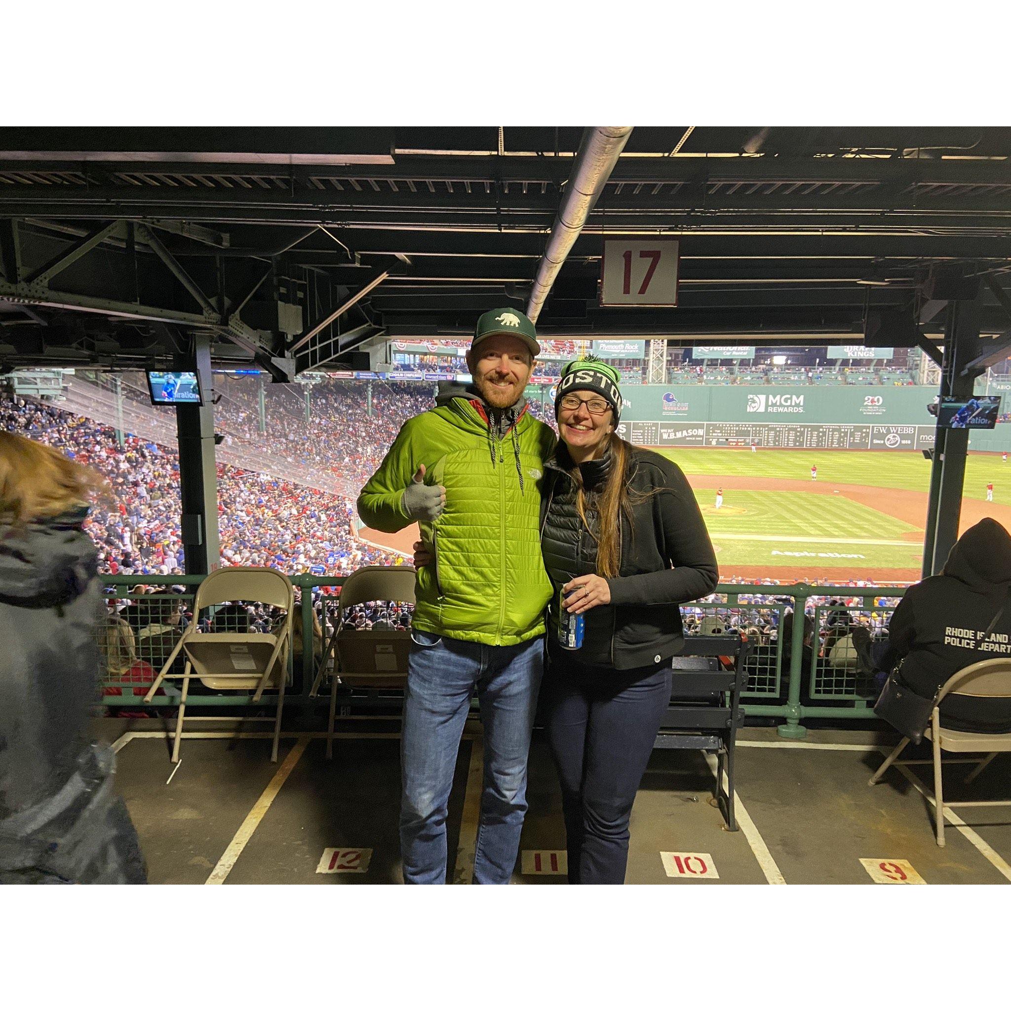 In Boston for Dustin to run the marathon, made it to a Red Sox game with friends!
