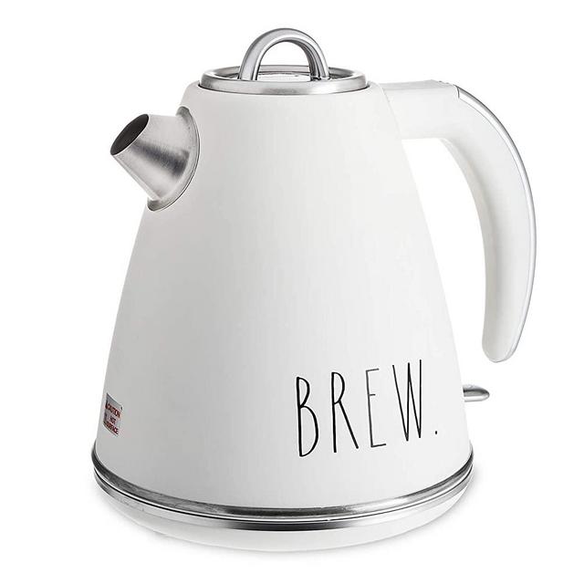 Rae Dunn Electric Water Kettle - Stainless Steel Coffee Maker, 1.5 Liter Tea Kettle, Electric Hot Water Kettle with Automatic Shut Off Boil-Dry Protection, 1500 Watt Boiling Power (Cream)
