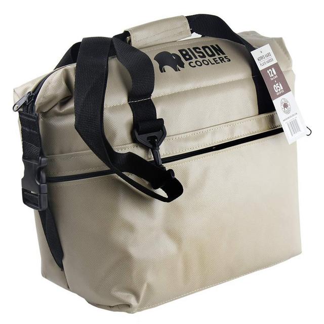 BISON COOLERS Soft Sided Insulated 12 Can Cooler Bag | Tear Proof Ice Chest for Beverages or Food | Includes 2 Year Warranty | Made in The USA