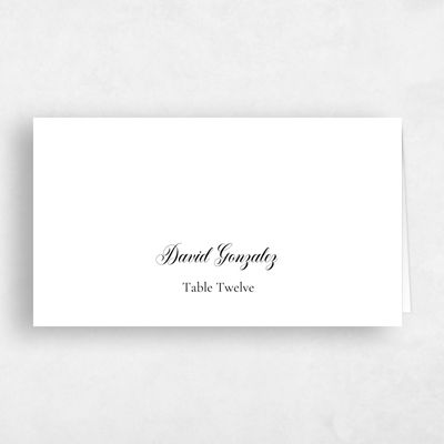 White Typography Wedding Place Card - Henderson