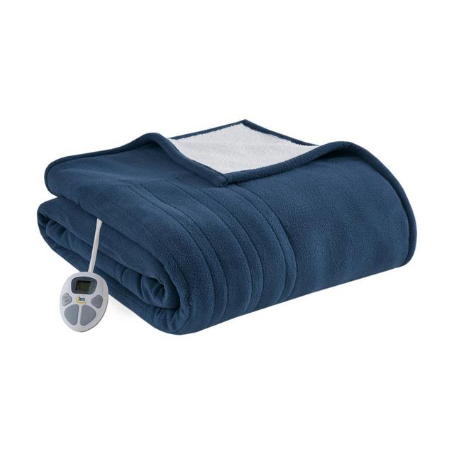 Serta Queen Fleece to Sherpa Electric Bed Blanket Blue