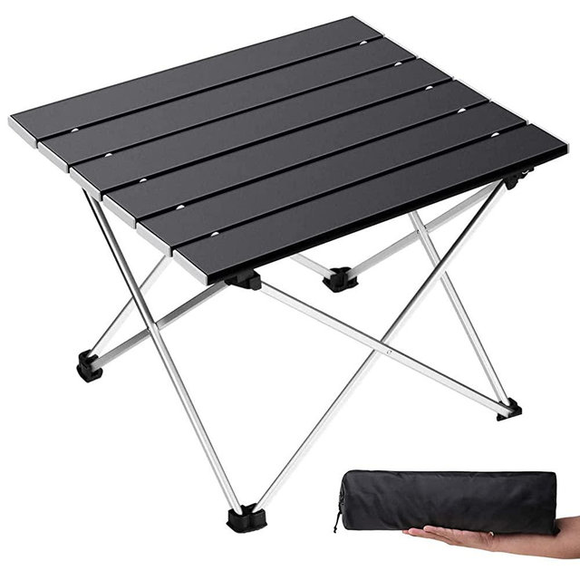 Grope Portable Camping Table with Aluminum Table Top, Folding Beach Table Easy to Carry, Prefect for Outdoor, Picnic, BBQ, Cooking, Festival, Beach, Home Use