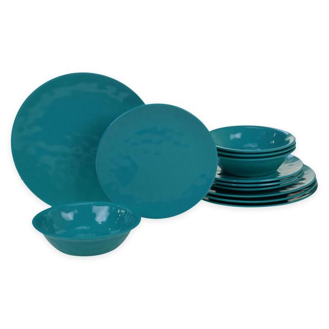 Certified International 12-Piece Melamine Dinnerware Set in Teal