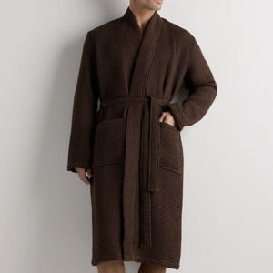 Organic Turkish Waffle Robe - Espresso, L