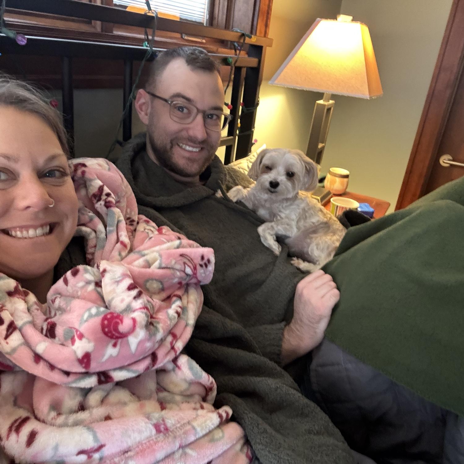 Enjoying a lazy morning with Brent's family dog, Paisley 🐶