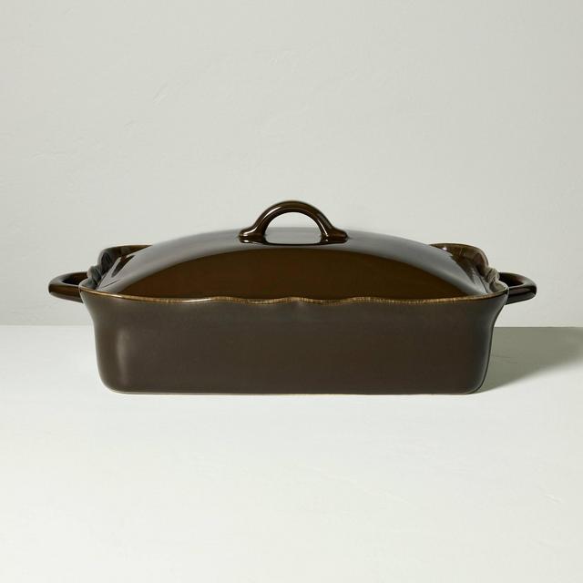 Ceramic Wavy Edge Baking Dish Brown - Hearth & Hand™ with Magnolia