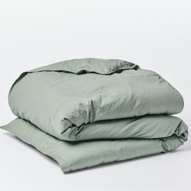 Organic Crinkled Percale™ Duvet Cover- King- Sage