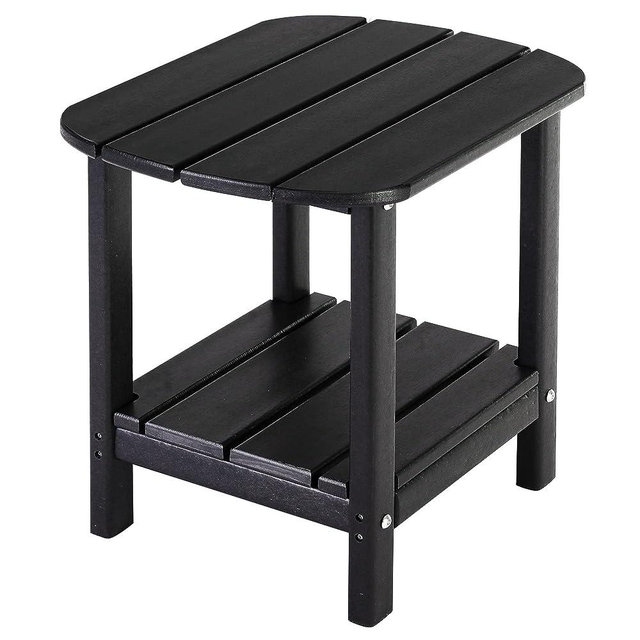 LZRS Double Adirondack Side Table, Outdoor Side Tables, End Tables for Patio, Backyard,Pool, Indoor Companion, Easy Maintenance & Weather Resistant(Black)