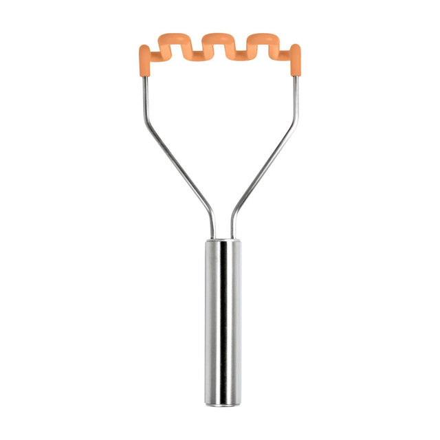Tovolo Stainless Steel Handled Potato Masher Apricot Orange: Silicone & Stainless Steel, Hand Wash, 14.1" Length