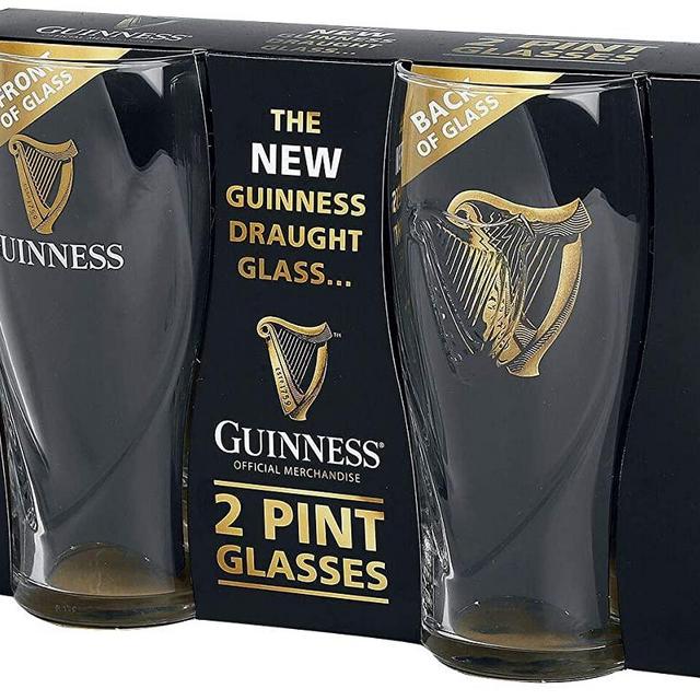 Guinness Embossed Gravity Pint Glasses 2 Pack Glass Set with