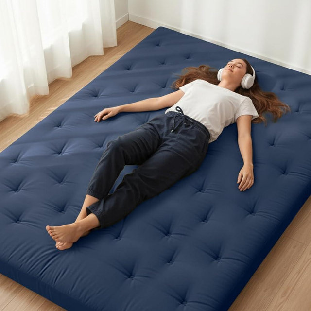ZonLi Japanese Floor Futon Mattress Full Size 75"x 54", 100% Cotton Cover 2.5'' Thicken Tatami Mattress, Foldable Sleeping Pad, Portable Dormitory Tatami Mat, Roll Up Floor Lounger Bed for Adult