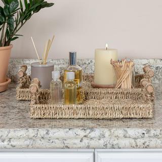 Handwoven Seagrass 2-Piece Rectangular Tray Set