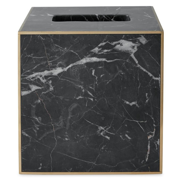 Black Marble and Brass Tissue Holder