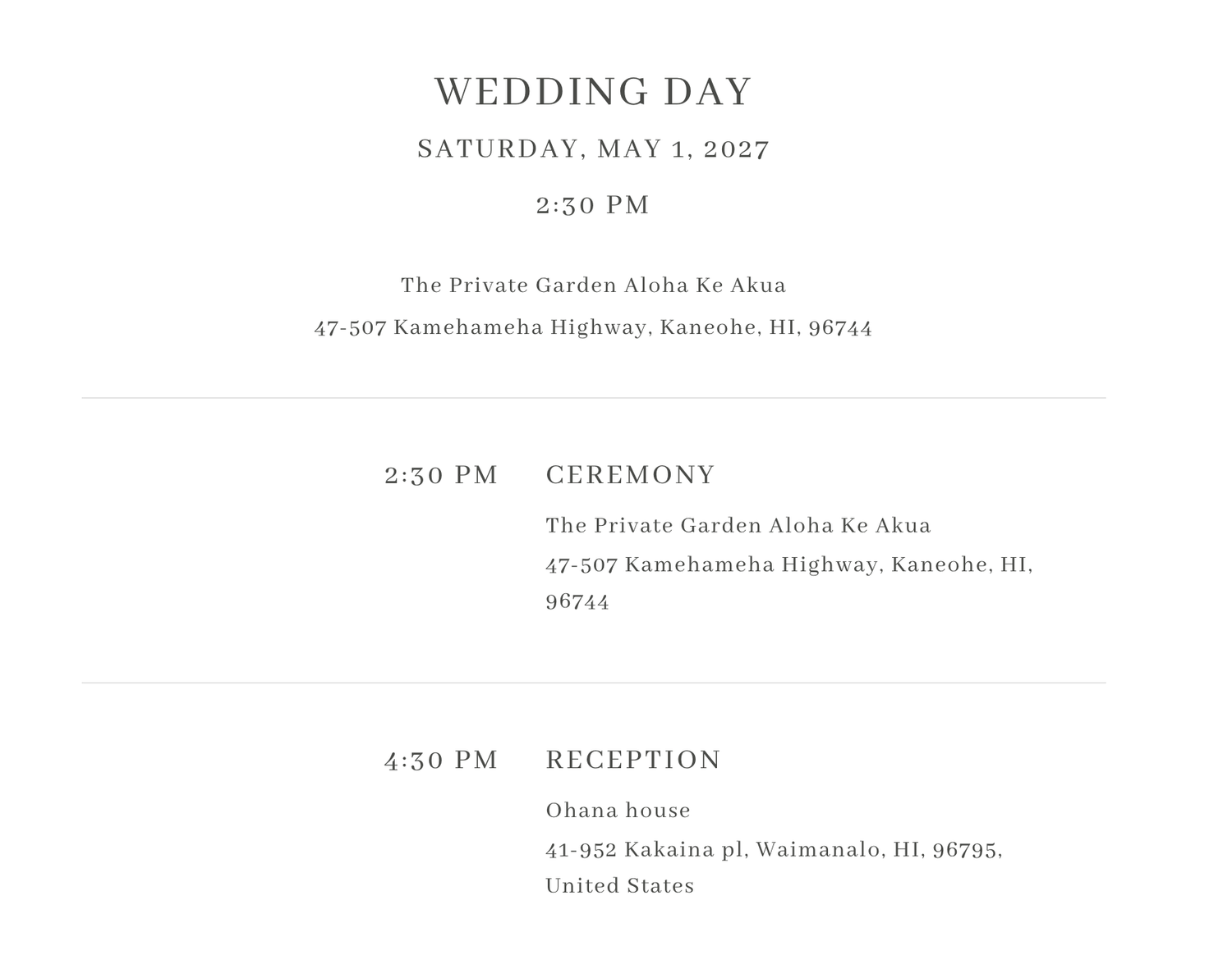 The Wedding Website of Justin J and Kainani P