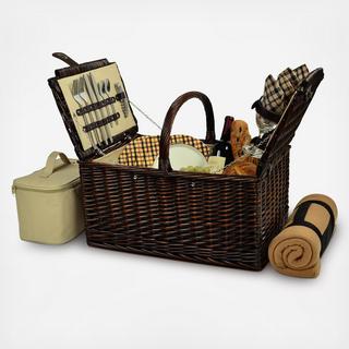 4-Person Willow Picnic Hamper with Blanket