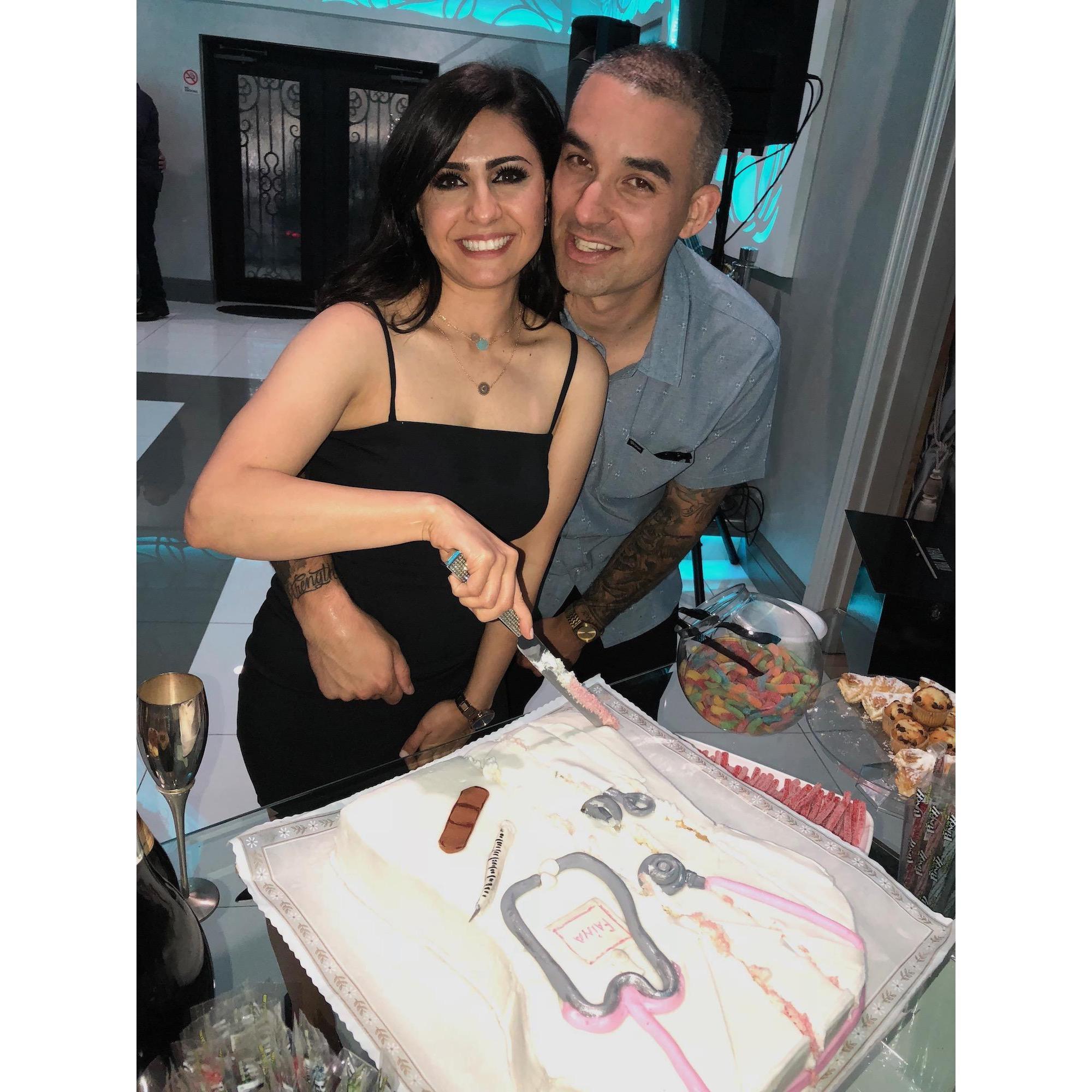 First time cutting a cake together for Faina's nursing graduation- Hollywood, CA.