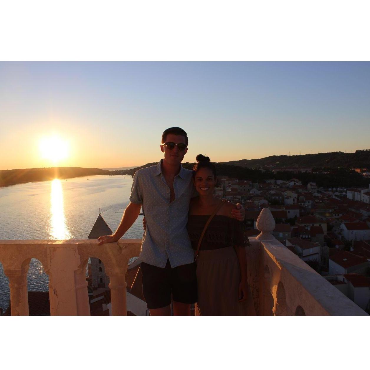 July 2017 - Rab Island, Croatia. Kyla first meets Eliot's sister (Roz), his mom (Emer), and Emer's husband (Paul)