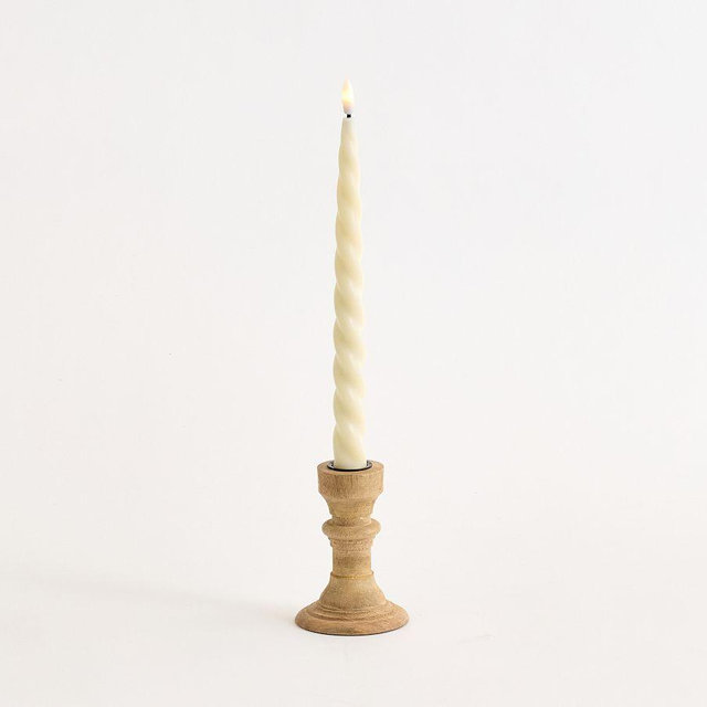 Flameless Spiral Taper Candle: Ivory: 9"